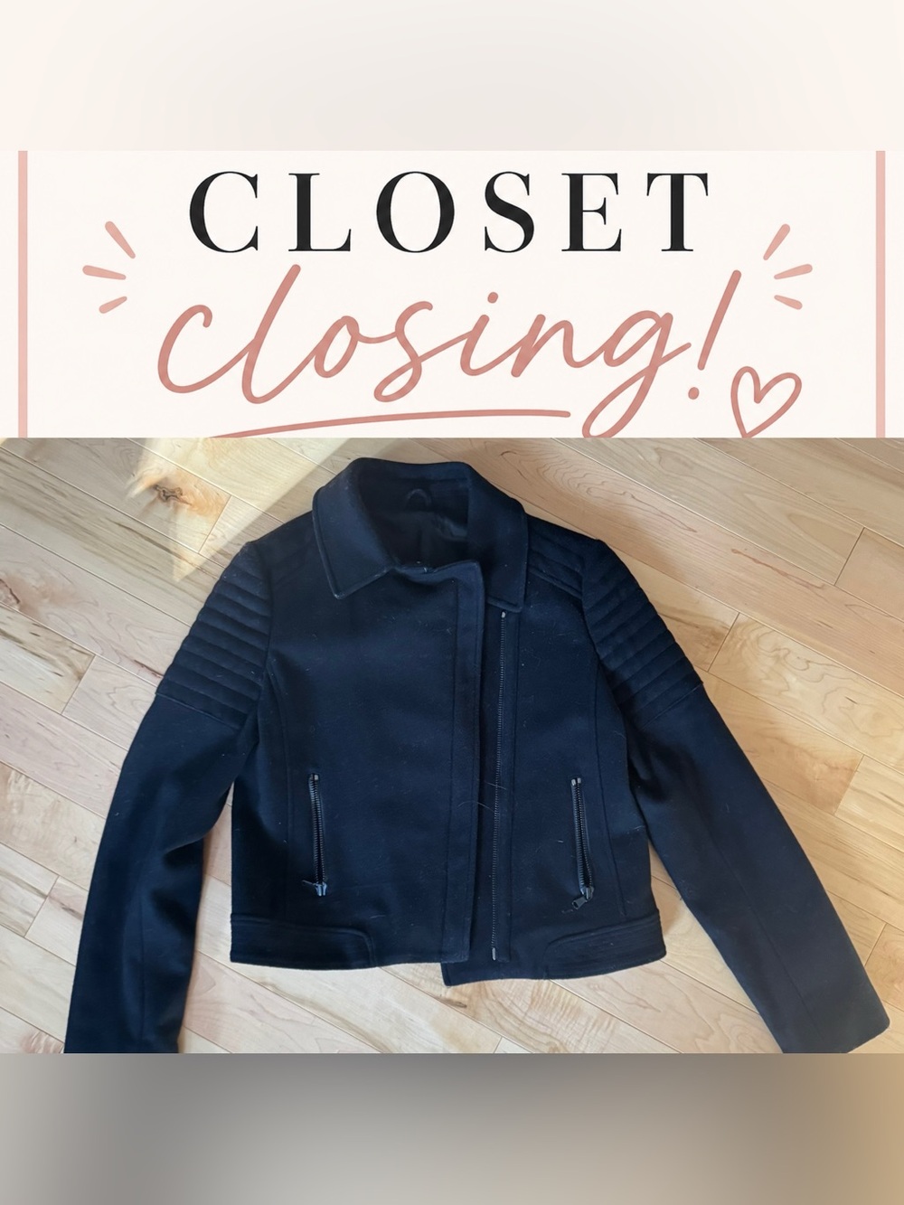 Last chance - VINCE Black Wool Moto Jacket